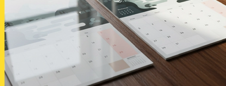 Väggkalendrar med spiral i mitten